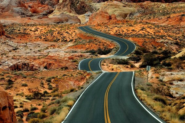 Highway on the background of autumn nature