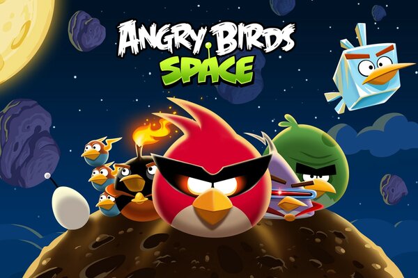 Vogelschwarm auf dem Mond von Angry Birds