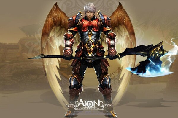 A character from the game with wings and an axe