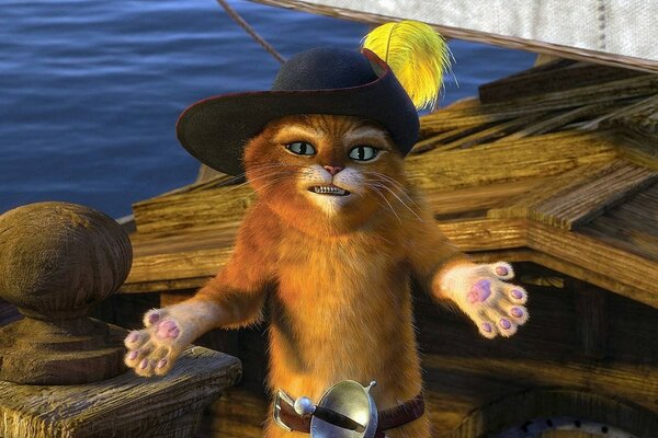 Katze in Shrek-Stiefeln