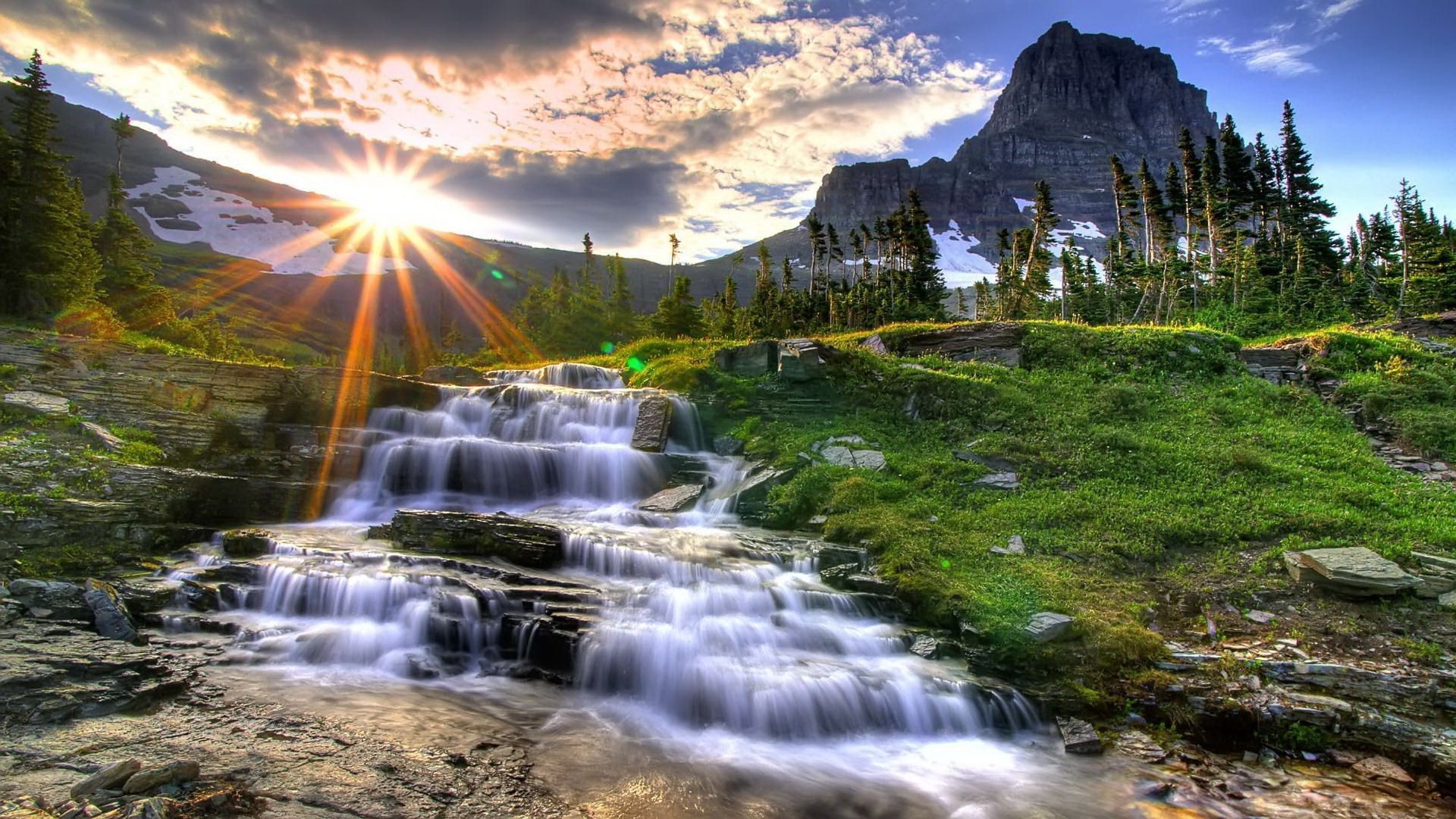 the sunset and sunrise water waterfall river nature rock stream wood landscape travel mountain cascade outdoors fall creek scenic park wild motion