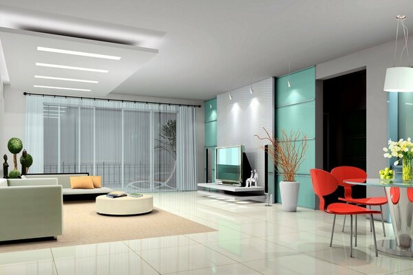 Elegante interior en colores pastel