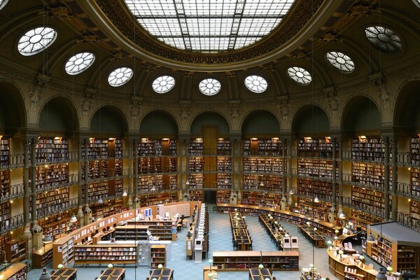 Bellissimo interno della grande biblioteca