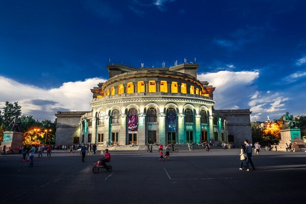 An architectural ensemble in the old style in the middle of the city