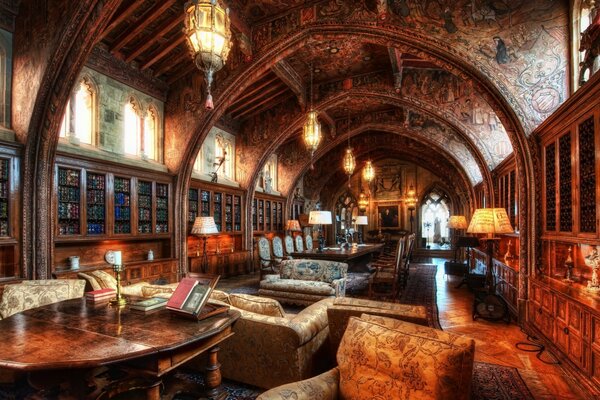 Atmospheric interior in the library