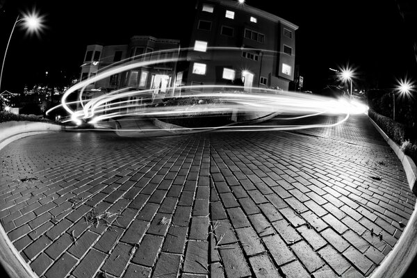 Night urban landscape in gray tones