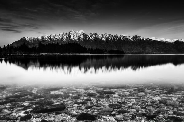 Lakes in the forest look fabulous in the mountains snow