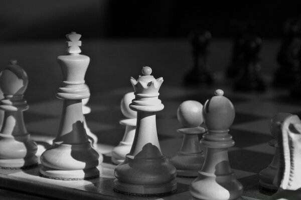 Pièces d échecs sur photo noir et blanc