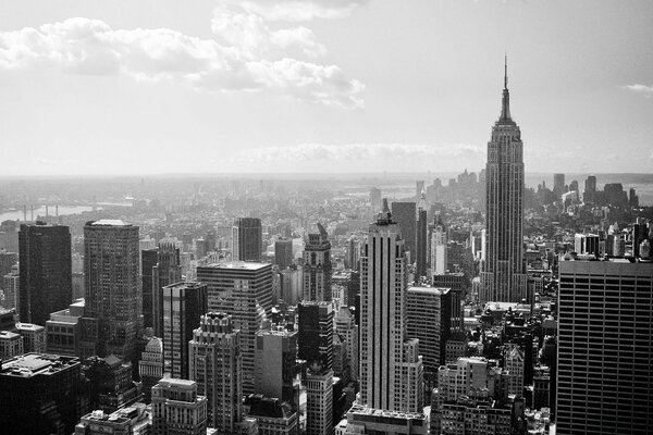 New York. Black and white landscape, Bird s-eye view