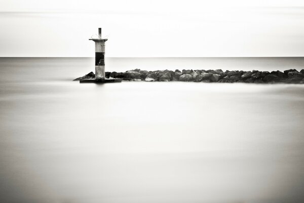 Black and white photo of the lighthouse