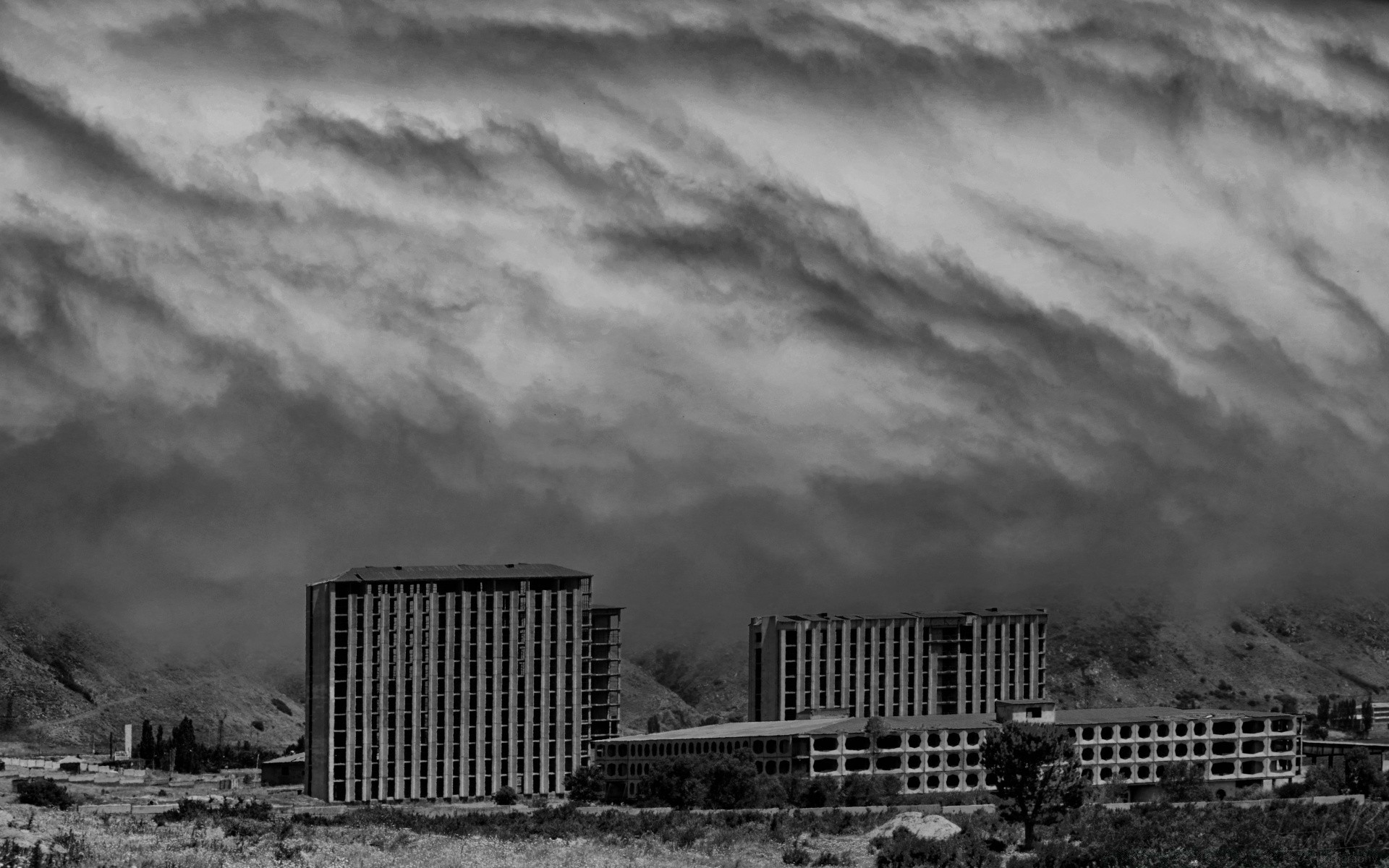 blanco y negro tormenta monocromo paisaje cielo casa arquitectura