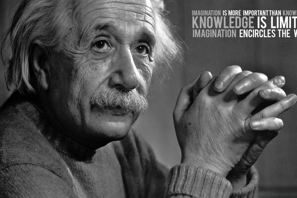 Un Einstein si siede con le dita piegate nella serratura, è un uomo adulto, guarda ironicamente questo mondo