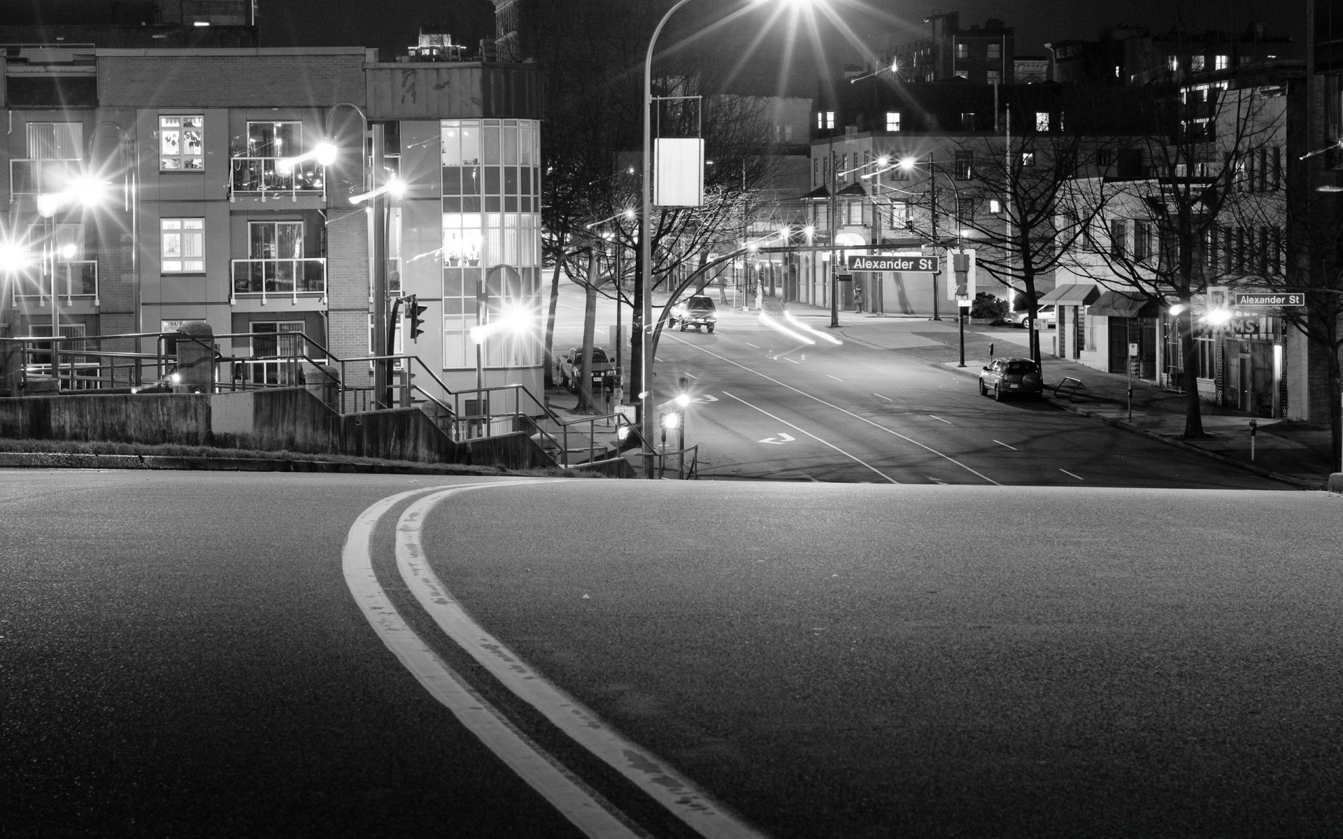 black and white street car blur road transportation system monochrome traffic city bus highway urban downtown vehicle travel light photograph