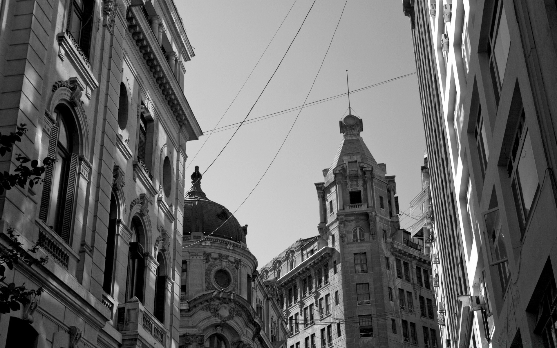 black and white city architecture building street urban travel square outdoors sky old tourism town sight tower window cityscape downtown