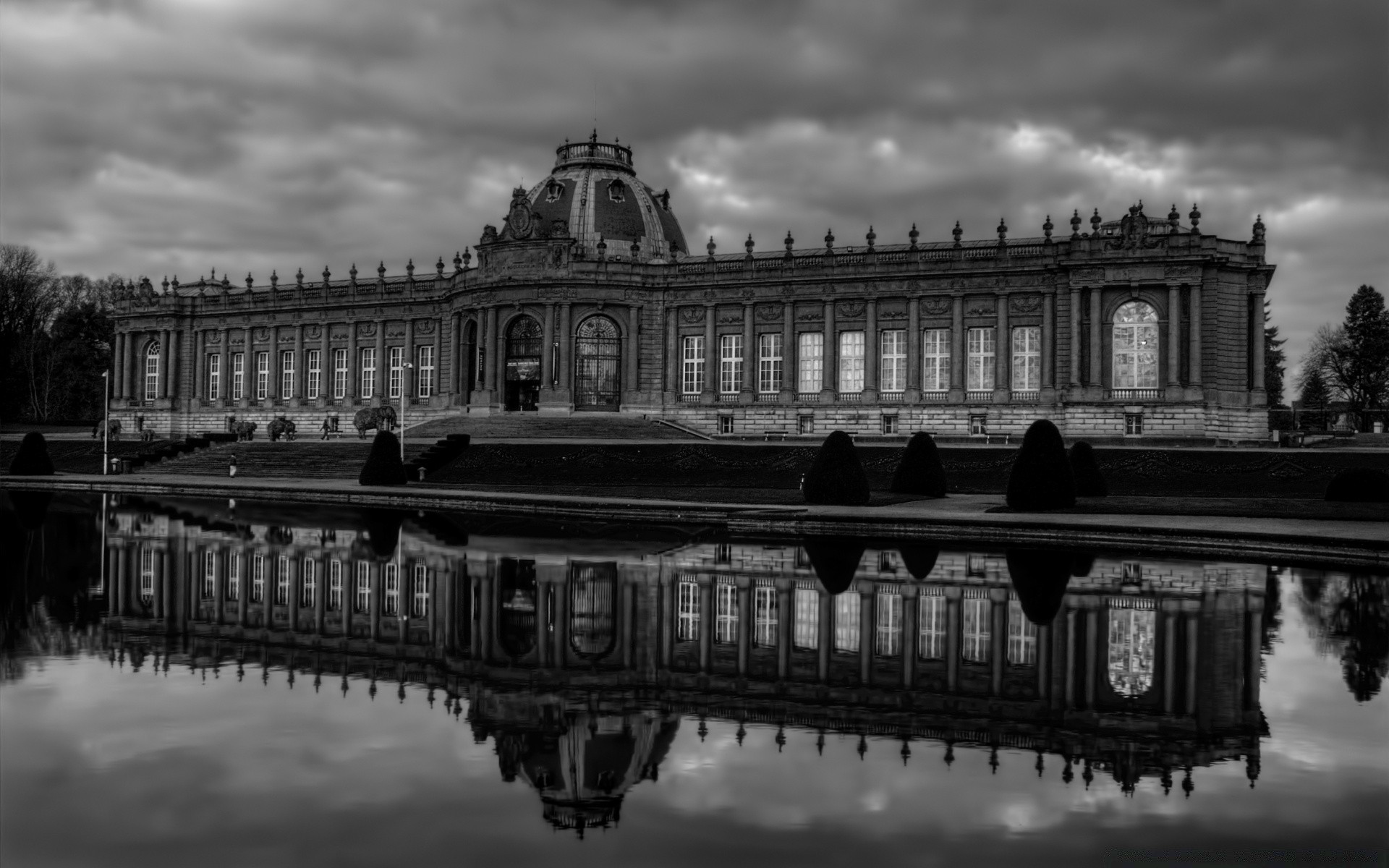 black and white architecture travel castle outdoors water building administration river city royalty museum fountain