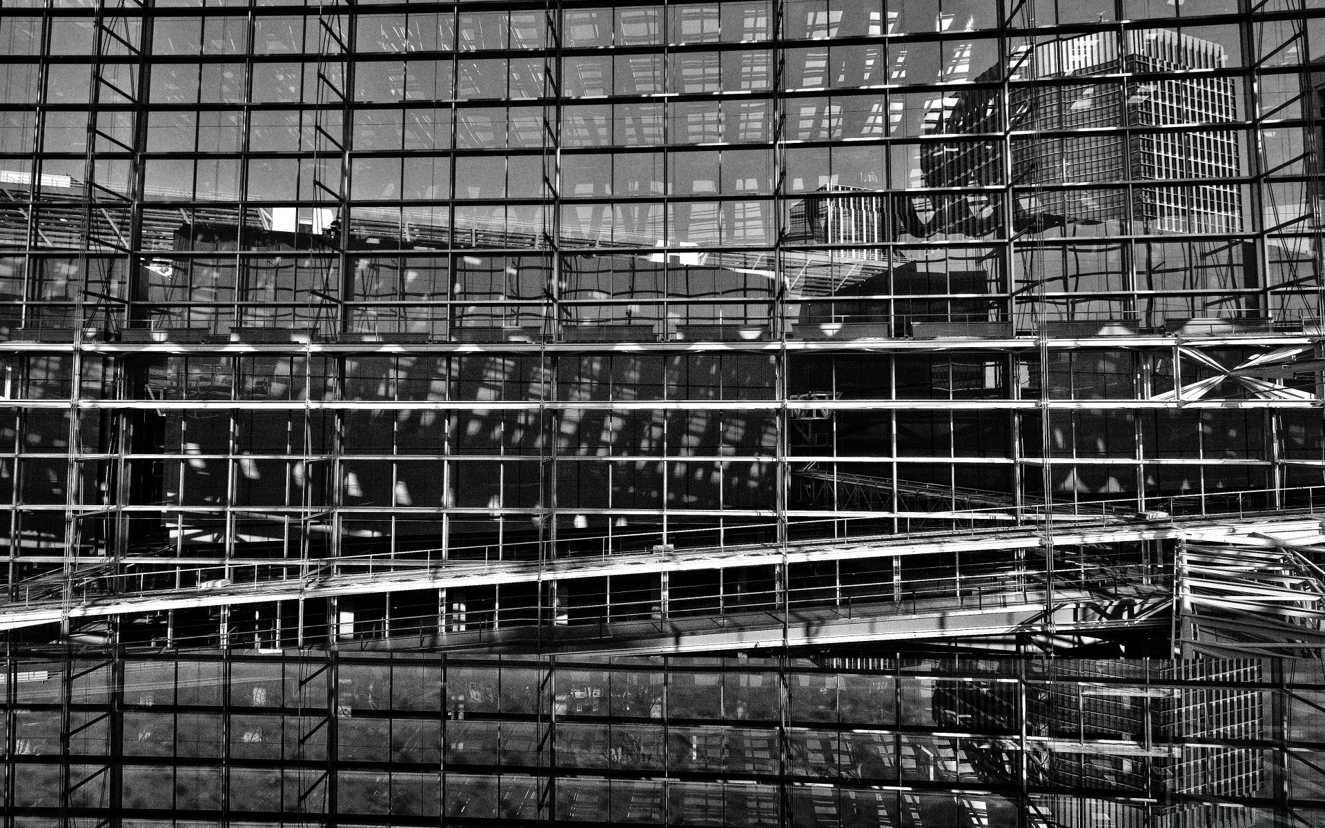 noir et blanc expression urbain architecture maison béton acier ville construction conception verre mur modèle monochrome bureau réflexion technologie