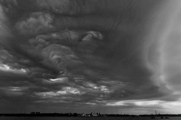 Rain clouds gathered over the city