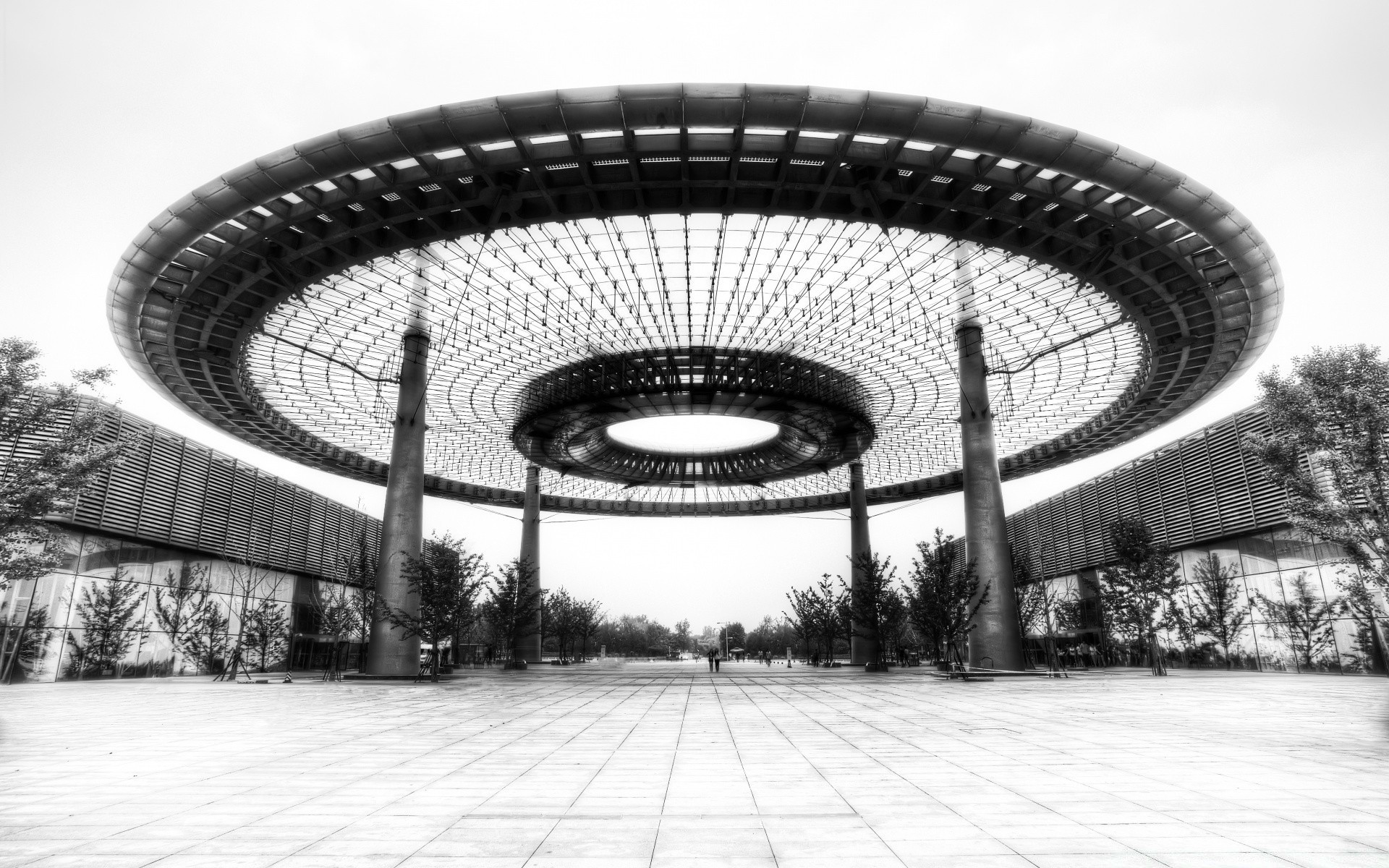 black and white architecture travel recreation outdoors park modern city urban monochrome building stadium leisure sky construction