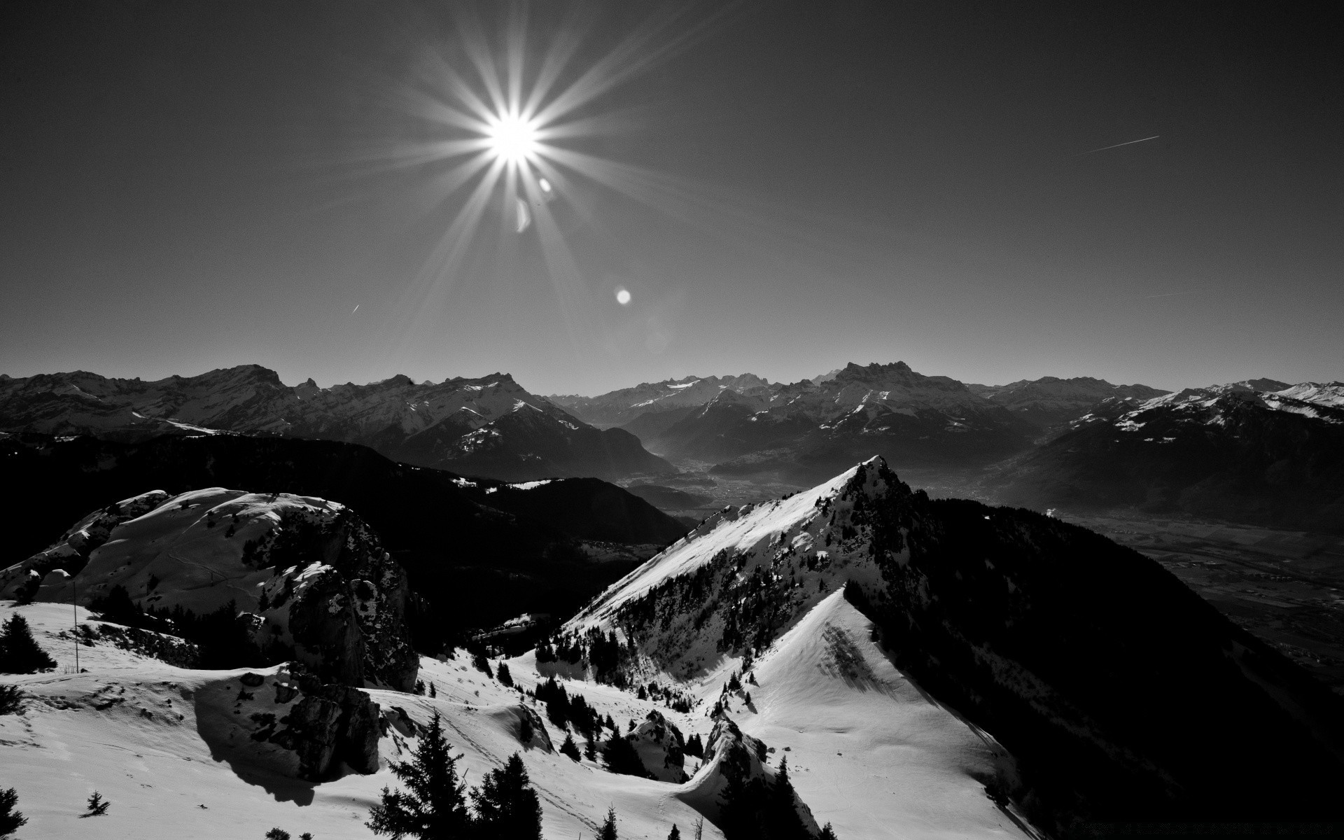 black and white snow mountain winter sunset landscape travel ice sky dawn water