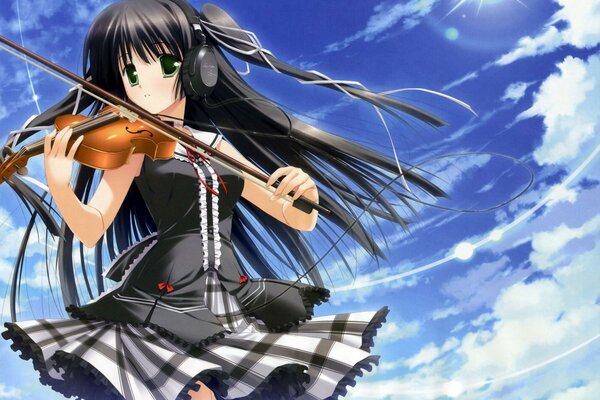 Anime girl playing the violin