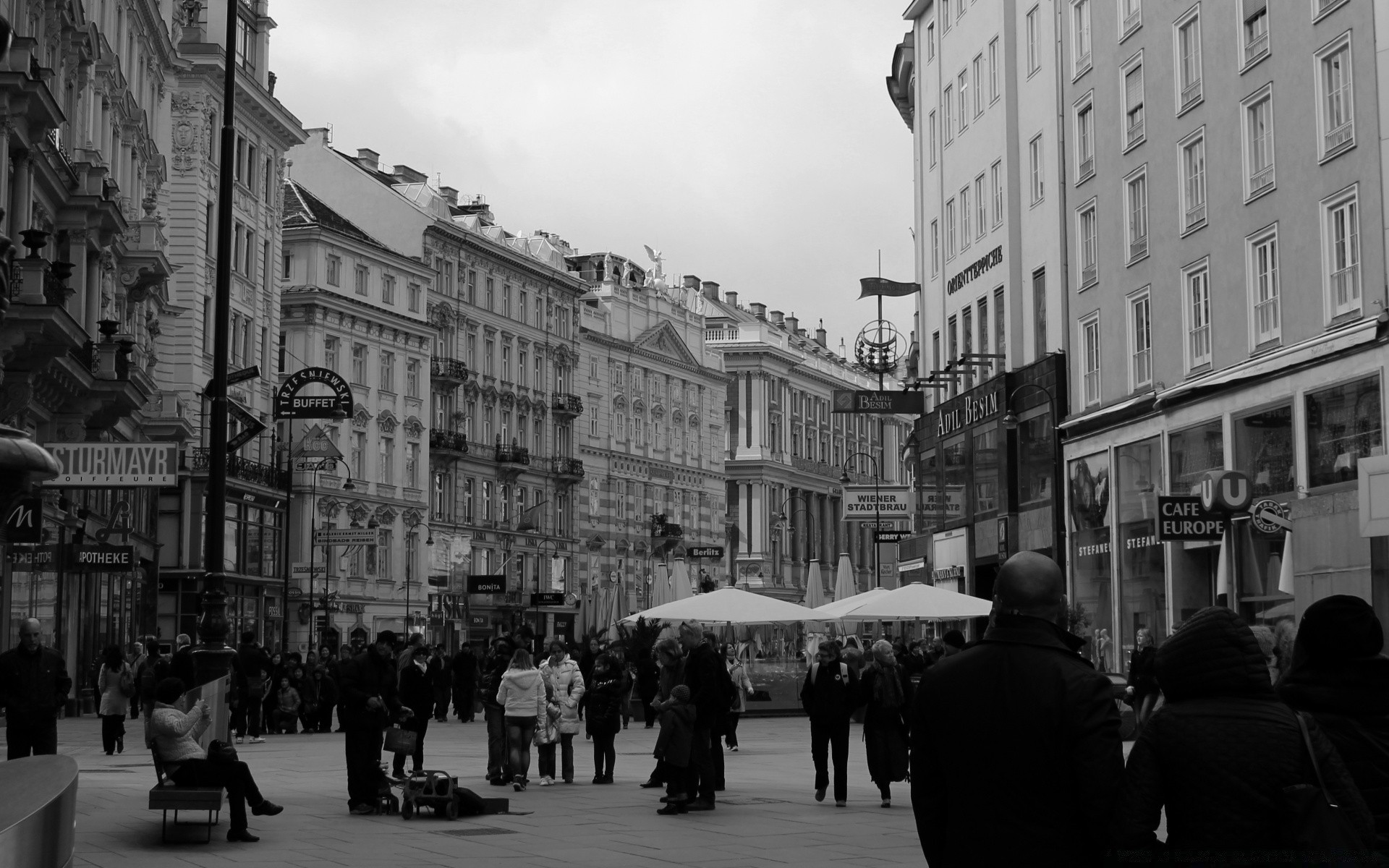 black and white street many group monochrome city crowd