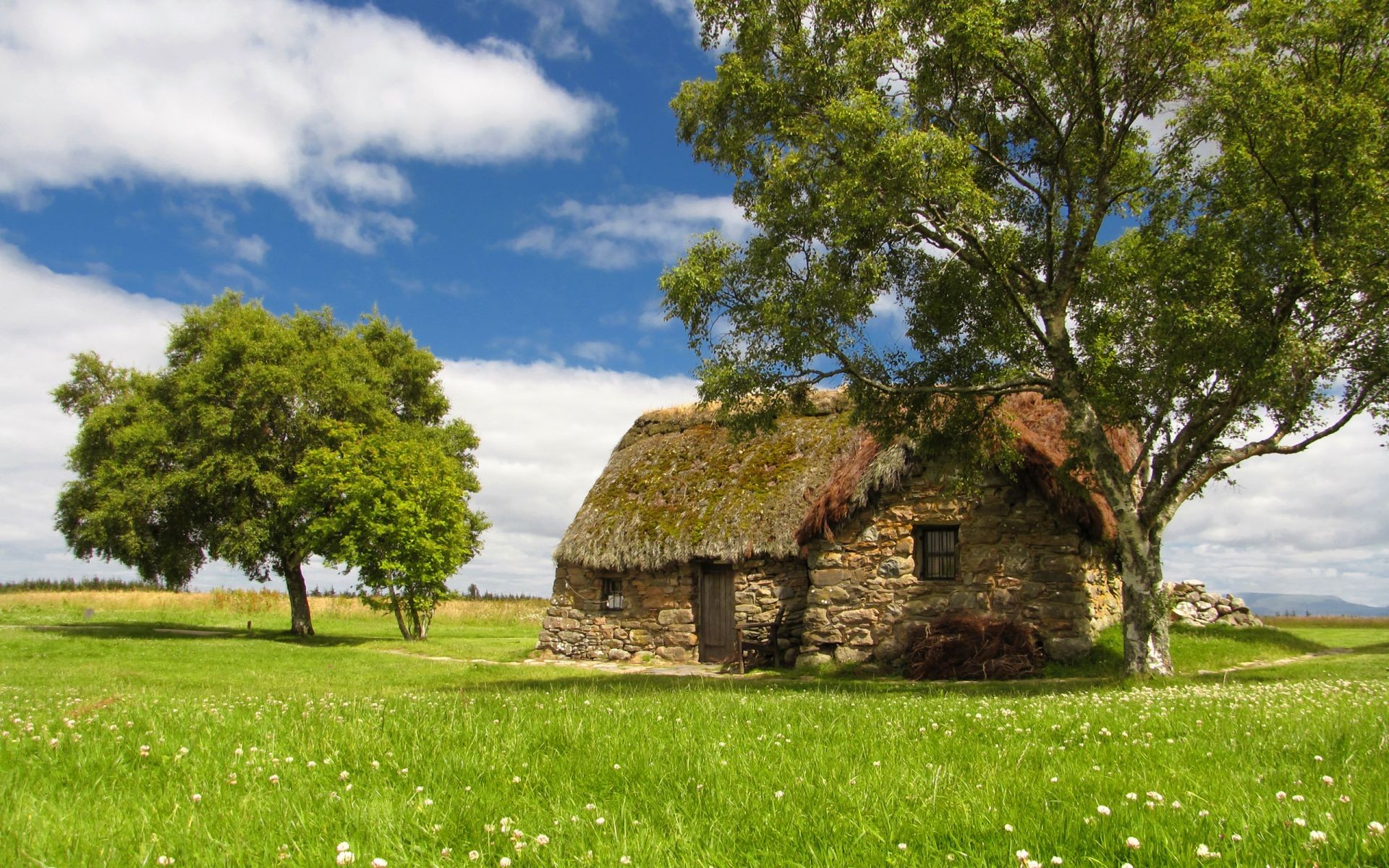 sommer baum gras landschaft natur himmel des ländlichen holz heuhaufen im freien bauernhof reisen land landwirtschaft landschaftlich landschaft feld flora wolke