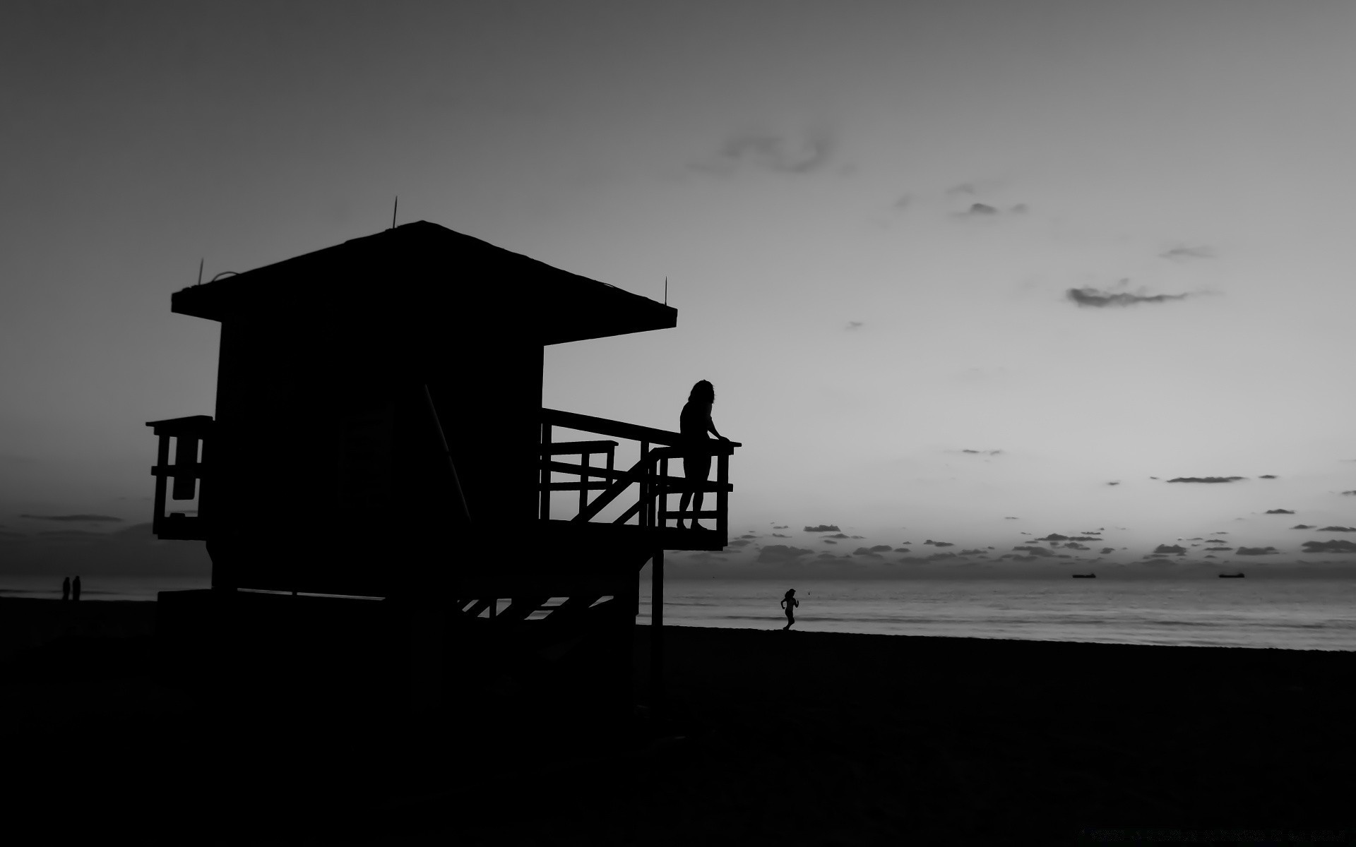 noir et blanc coucher de soleil mer silhouette paysage océan plage eau aube rétro-éclairé soir lumière ciel monochrome mer crépuscule