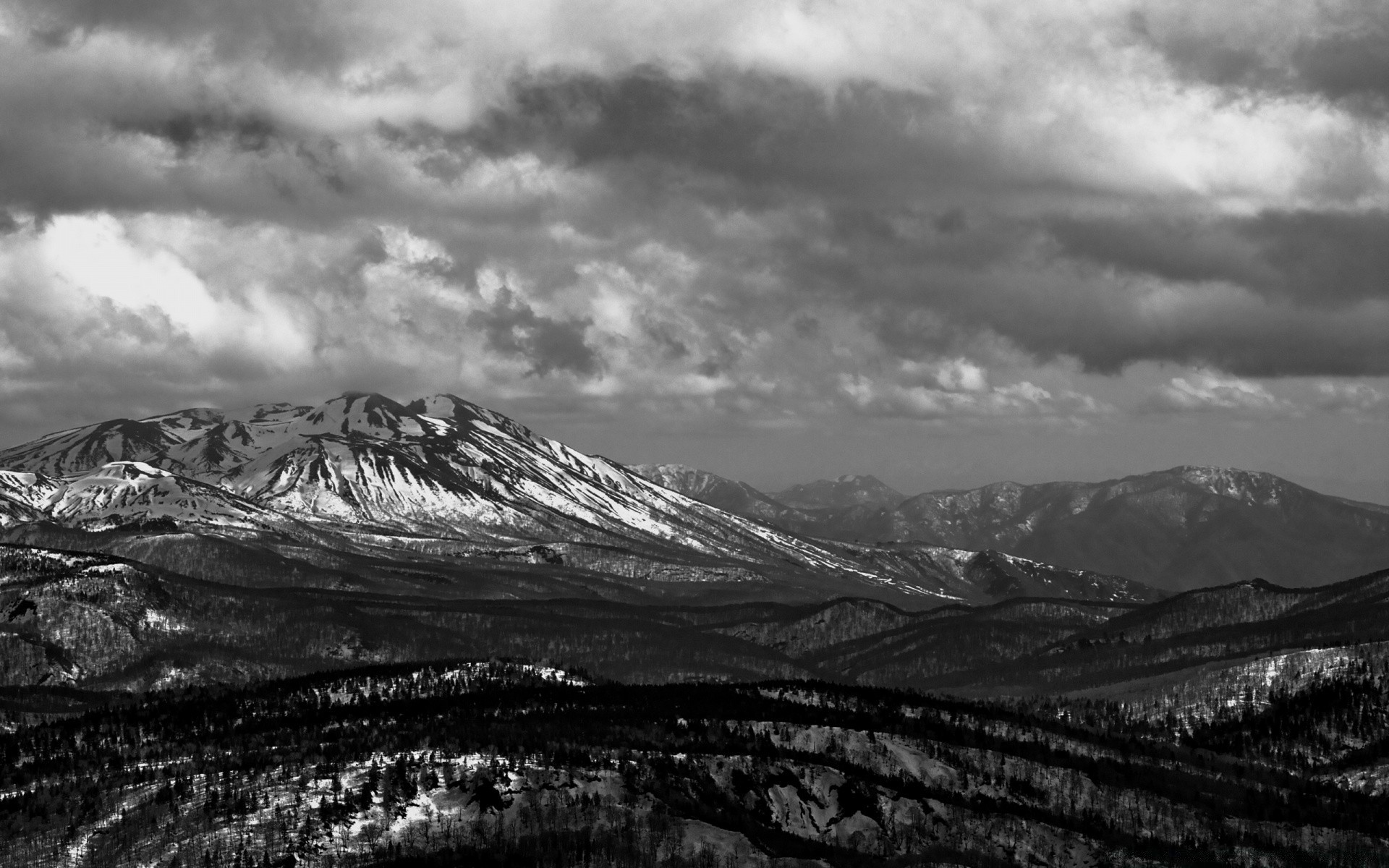 czarno-biały śnieg monochromatyczny góry krajobraz natura podróż niebo zima mgła odkryty wulkan woda