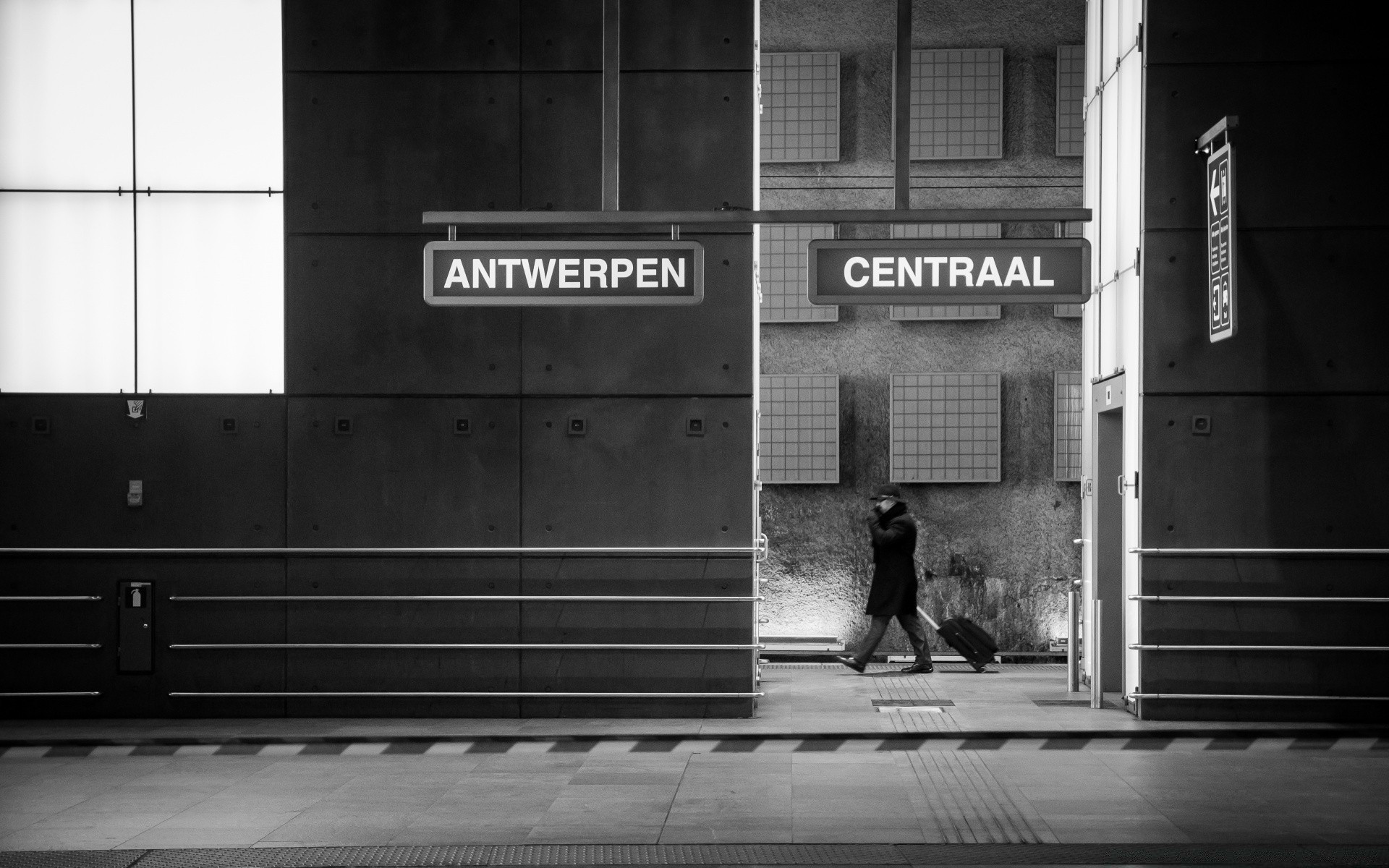 black and white street monochrome adult architecture man indoors offense woman city shadow business horizontal