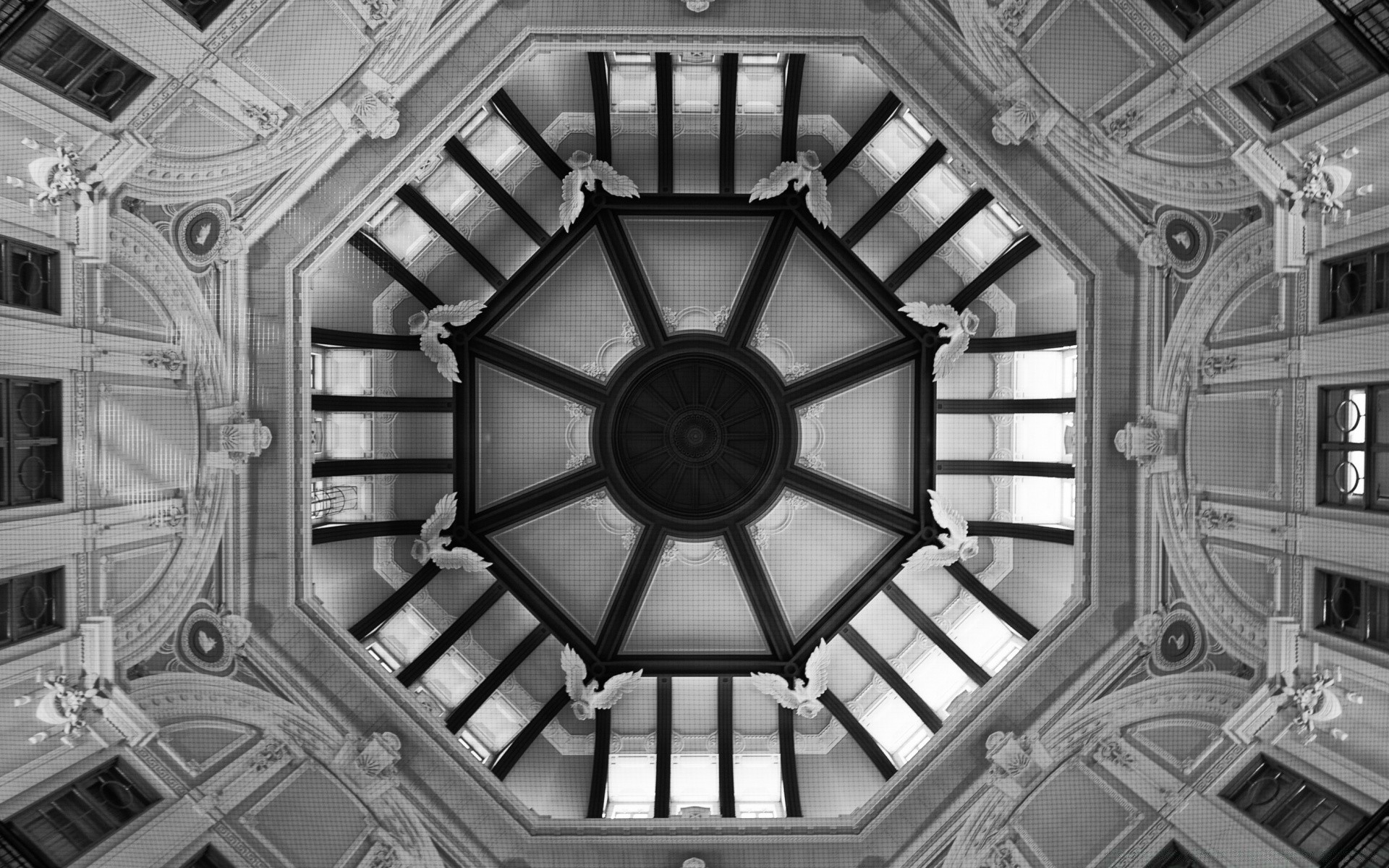 black and white architecture art travel design ceiling