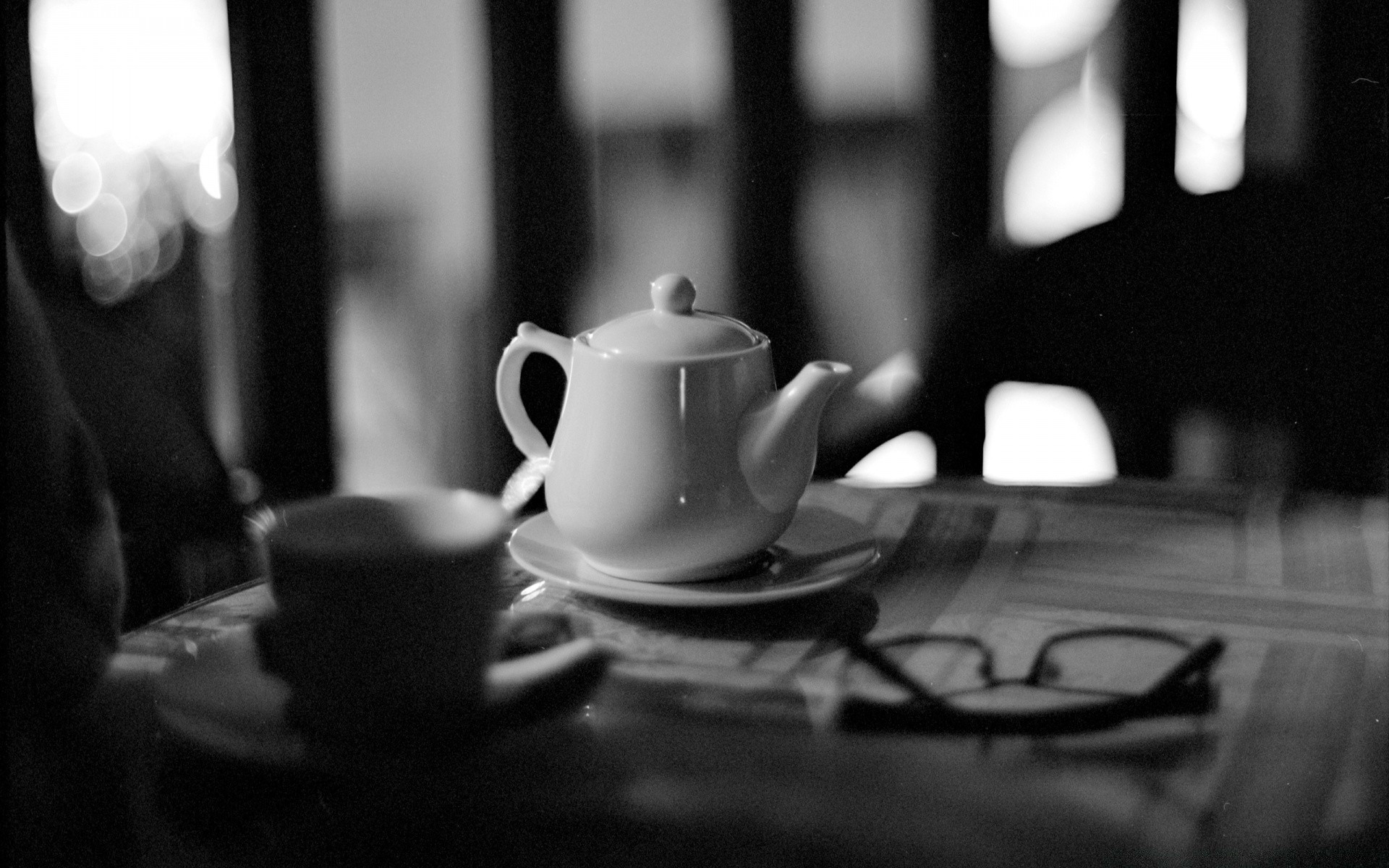 black and white coffee cup tea drink dawn table tableware hot still life monochrome dof mug blur coffee cup saucer espresso afternoon restaurant light breakfast