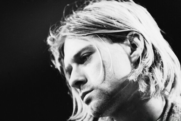 Schwarz-Weiß-Foto von Kurt Cobain