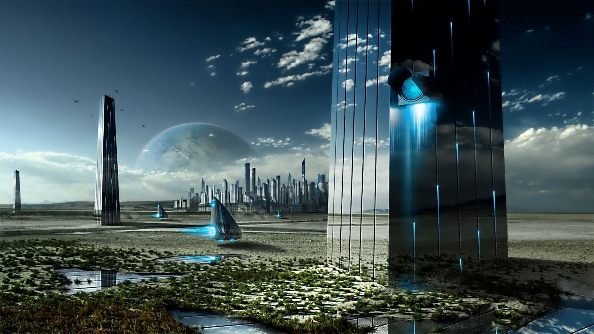 fantascienza architettura cielo città viaggi acqua casa luna riflessione all aperto luce città grattacielo urbano centro affari skyline alba torre fiume