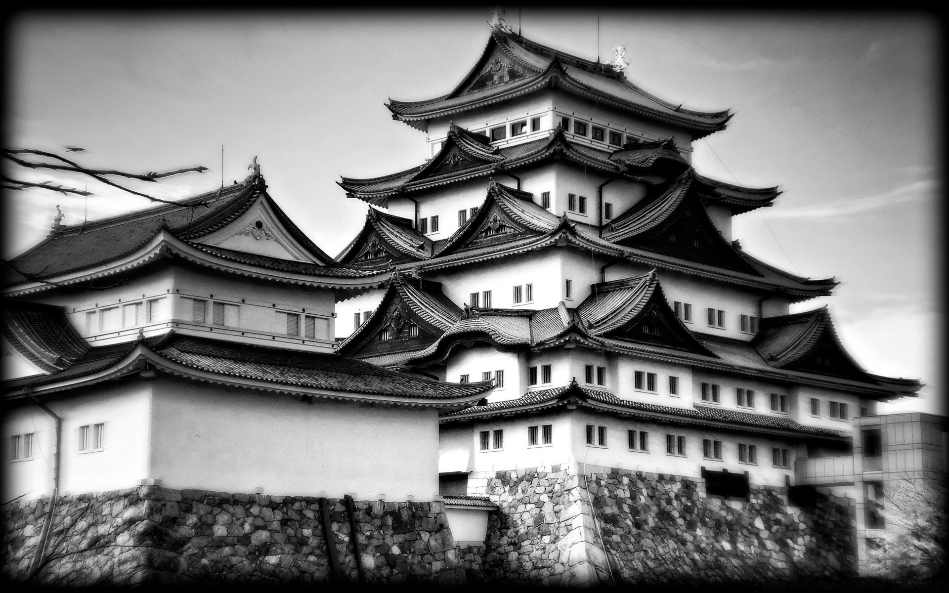 noir et blanc architecture maison toits monochrome vieux maison château voyage temple ville ancien ciel maison culture