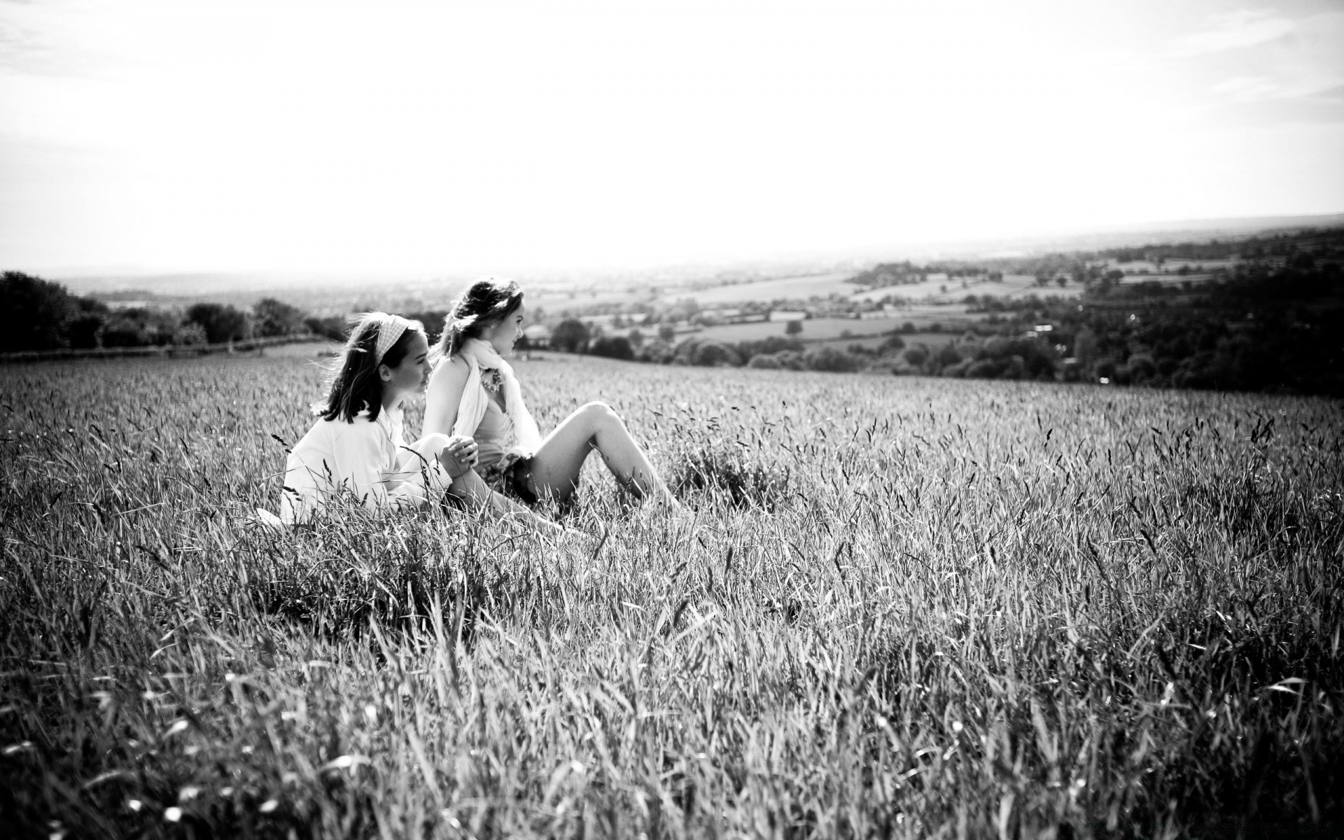 black and white one field adult grass nature cropland landscape woman summer hayfield