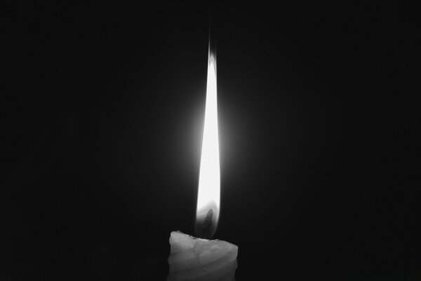 Black and white candle flame