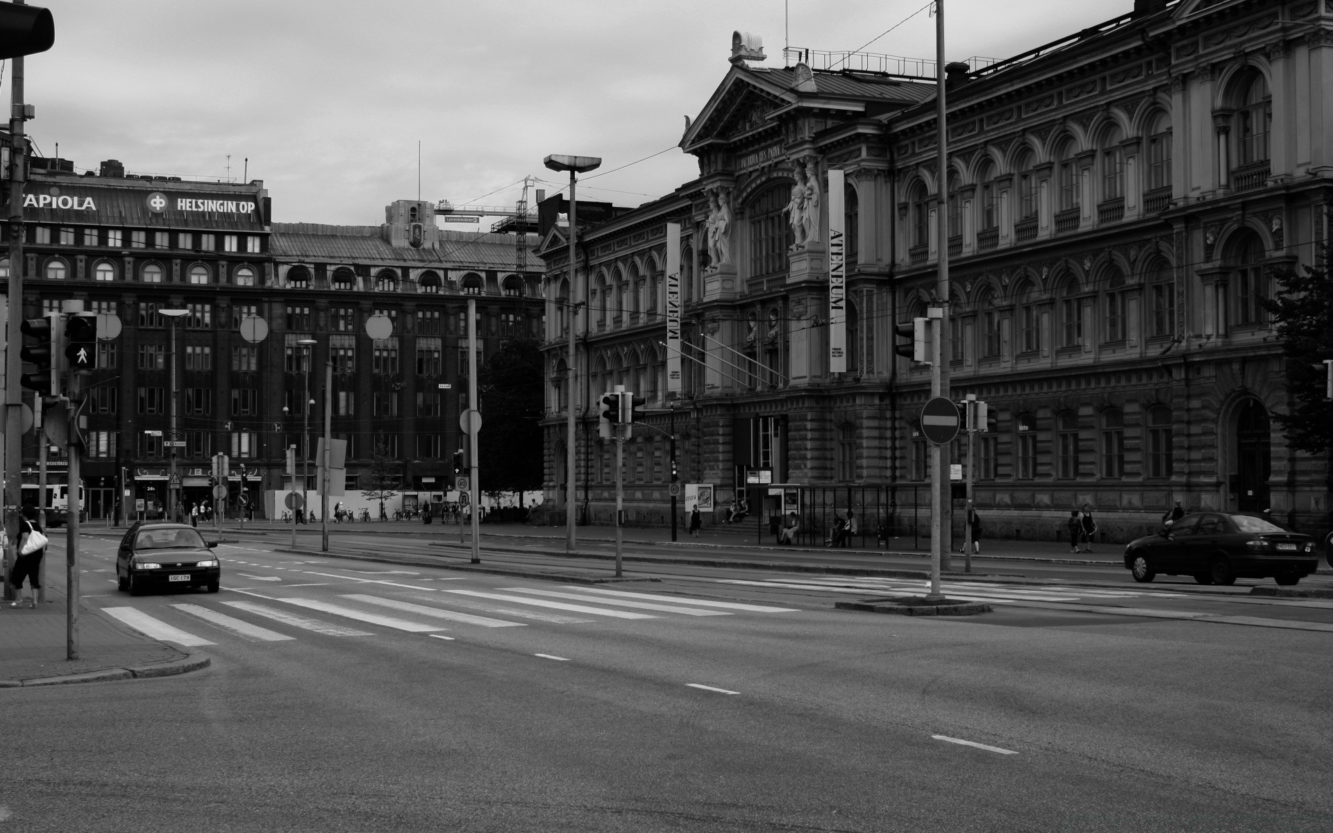 black and white street transportation system city road car architecture vehicle building outdoors administration travel old monochrome tram urban town