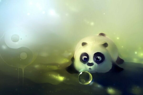 Panda dessiné avec des bulles de savon