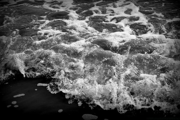 Black and white image of seawater