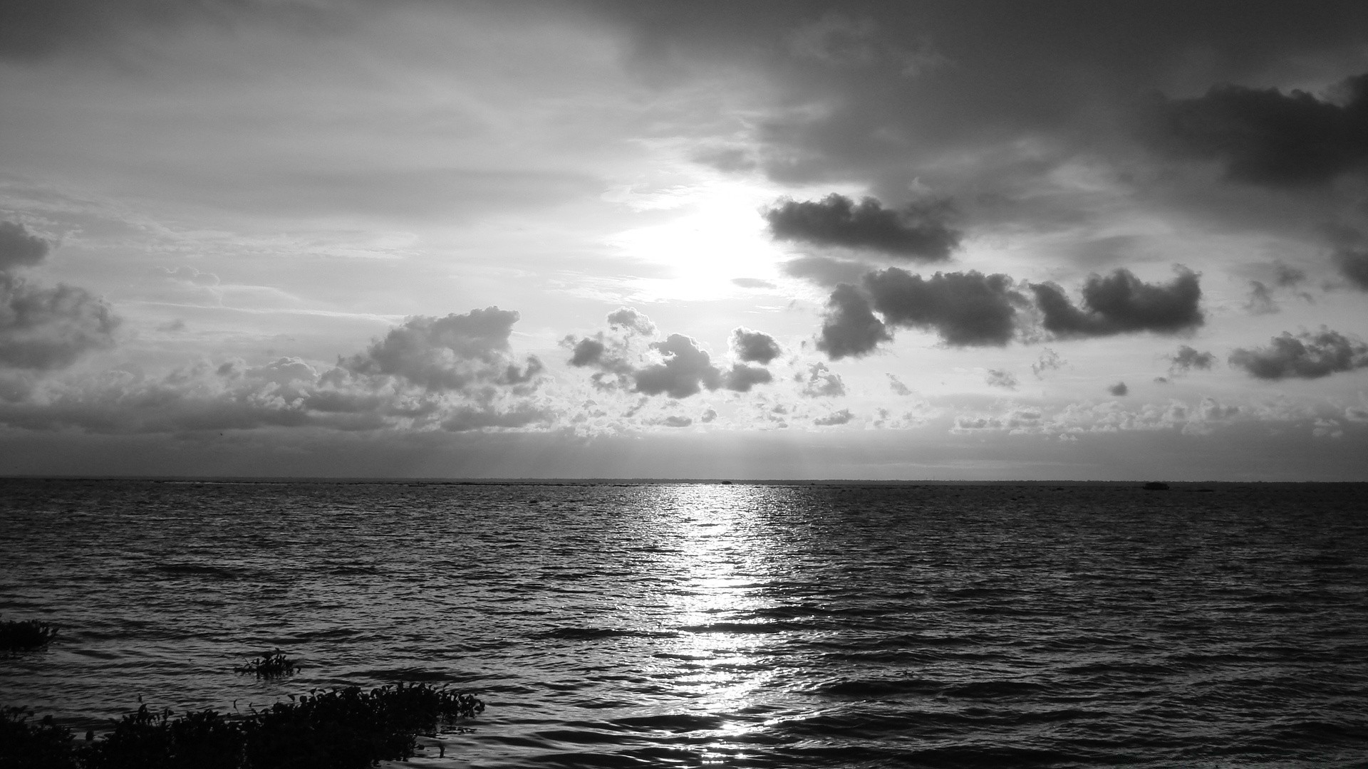 noir et blanc eau mer monochrome océan plage paysage nature coucher de soleil paysage ciel