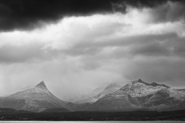 Black clouds over the mountain range