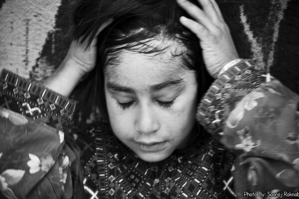 Black and white portrait of a girl