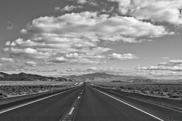 Black and white asphalt on the highway