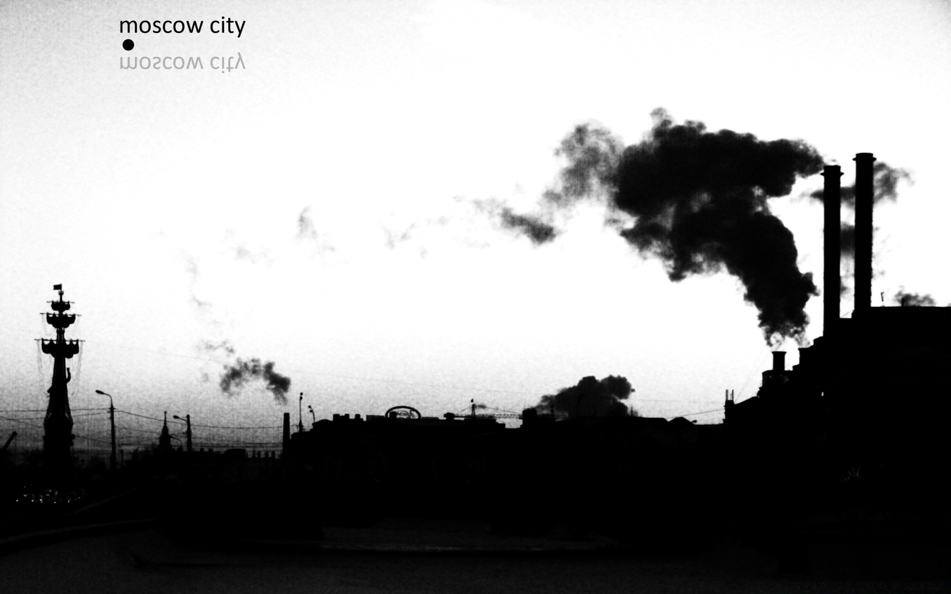 noir et blanc silhouette fumée paysage brouillard monochrome pollution smog catastrophe rétro-éclairé pollution de l air à l extérieur aube énergie environnement coucher de soleil