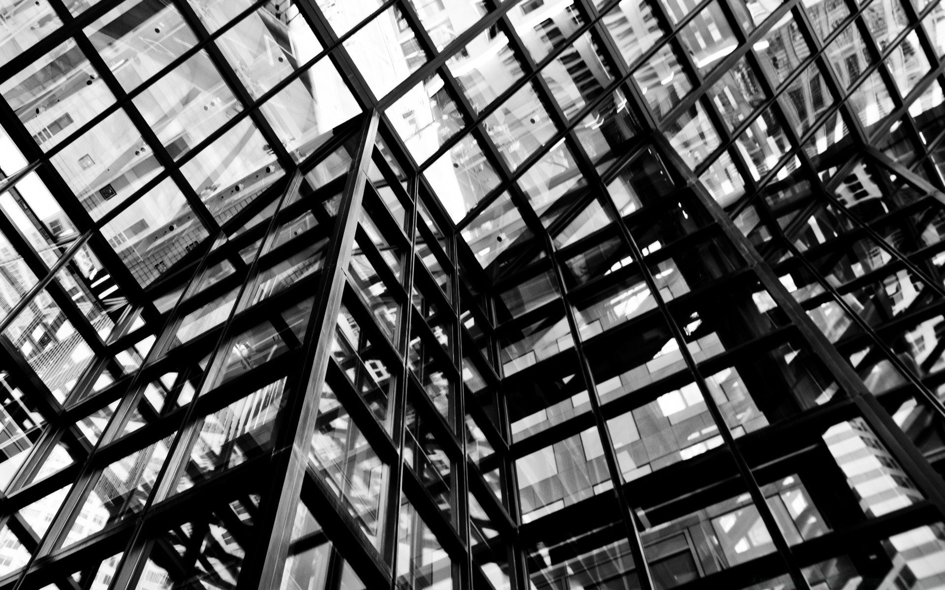 noir et blanc monochrome verre architecture acier réflexion perspective