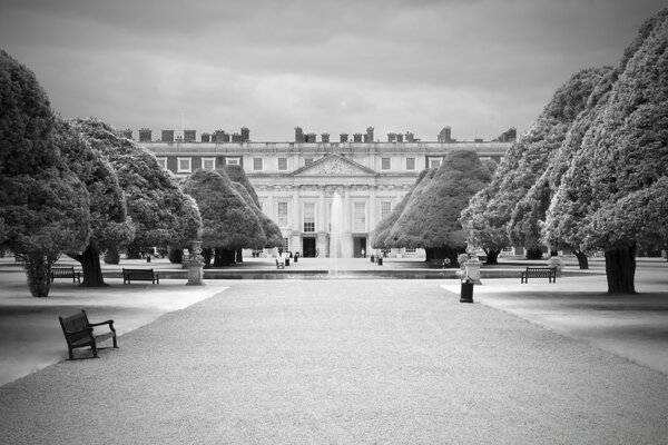 Alley in front of a chic palace, royal castle