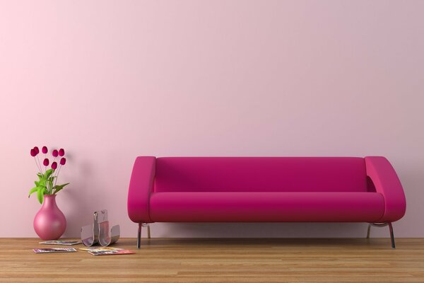 Wygodna sofa w jasnym pokoju