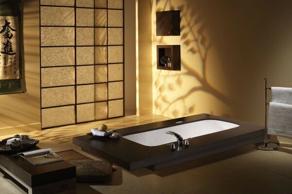 Salle de bain dans les tons de lit
