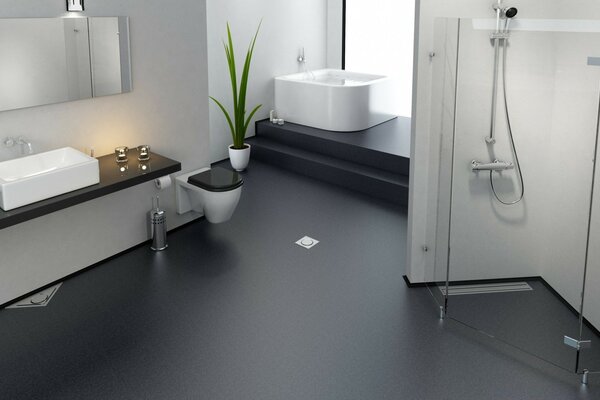 Gray and white color scheme in the bathroom