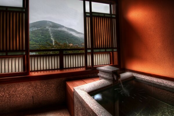 Quarto com vista para as belas montanhas